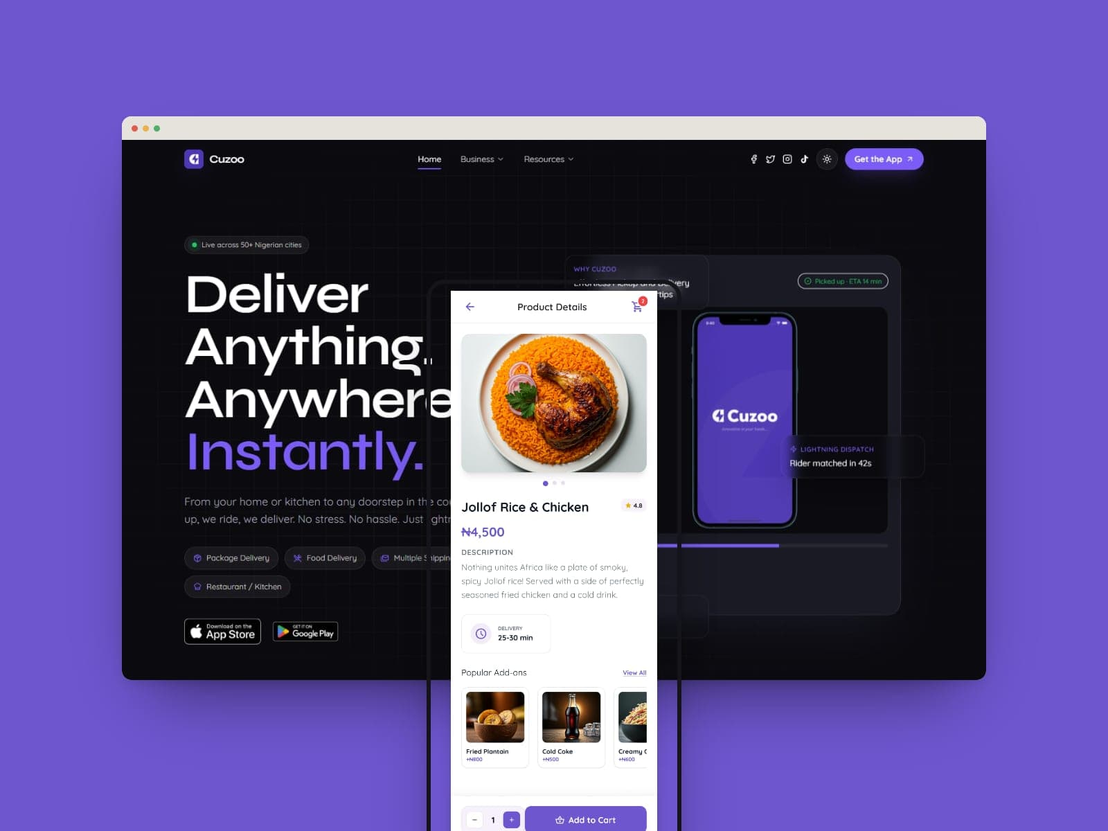 Cuzoo: A Nigerian merchant OS and delivery platform across five surfaces: user app, vendor interface, rider app, fleet management and the public website.