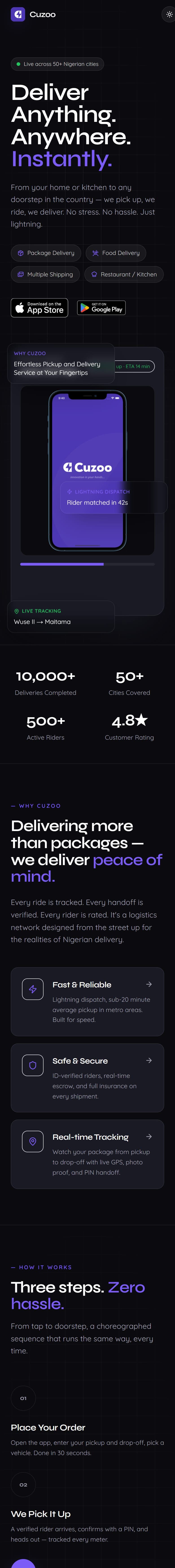 Cuzoo website on a phone
