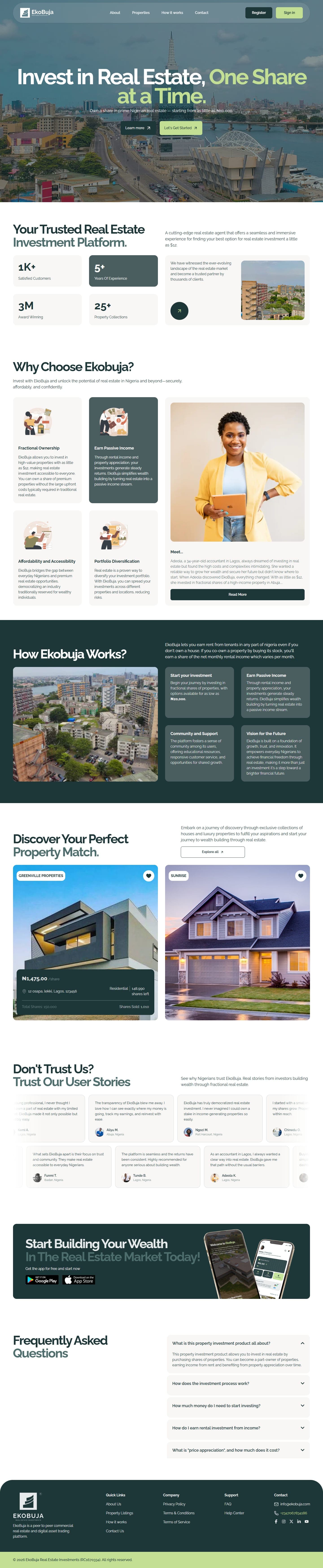 EkoBuja website, full page on desktop